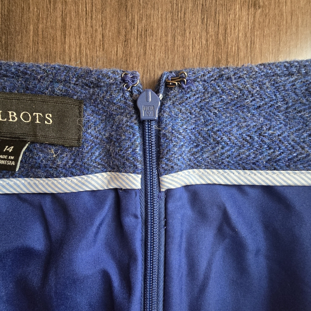 Talbots Royal Blue Wool Blend Herringbone Skirt Size 14 Office Attire - Picture 5 of 10